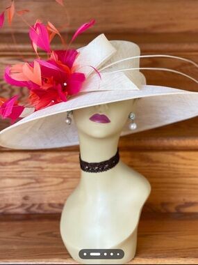 Pink and Ivory Derby Hat